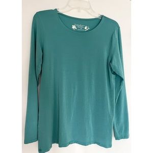 Gudrun Sjoden Blue Green Teal Aqua Long Sleeve Lyocell Jersey Top M